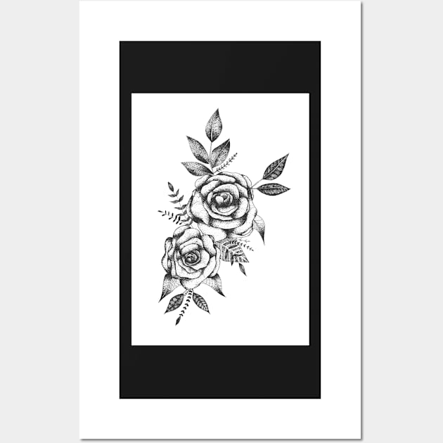 Dot work roses Wall Art by GinaaArts